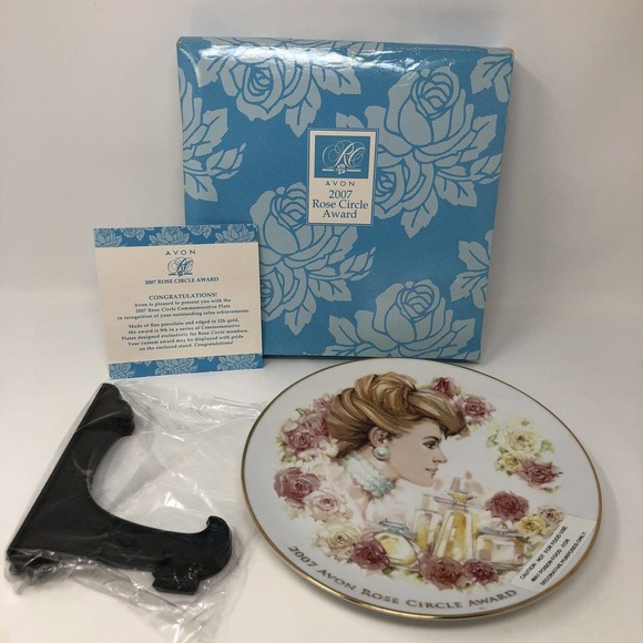 Rose Circle 2007 Collectible Plate Avon Award Representative Gift 22K Gold New - Picture 1 of 12